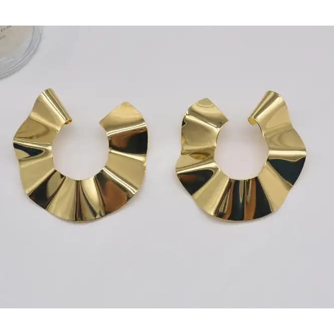Kaimei African Fashion Jewelry Exaggerated design pleated metal earrings and sequin iron hammered round women african