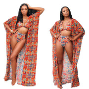 Kente Swimsuit with Coat